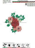 Anatomical Heart with anemones Machine Embroidery Design - 3 sizes