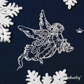 Christmas Angel Blowing a Trumpet Machine Embroidery Design – 3 Sizes