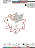 Angel flying Baby Bunny Applique - 5 sizes