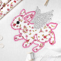 Angel flying Baby Bunny Applique - 5 sizes