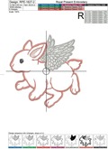 Angel flying Baby Bunny Applique - 5 sizes