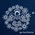 Angel with candle in a snowflakes frame Machine Embroidery Design - 3 sizes