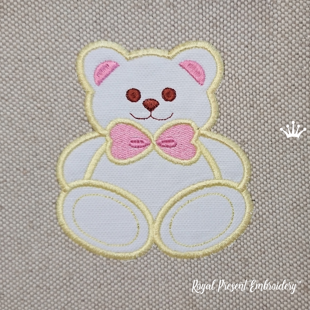 Applique Teddy Bear Machine Embroidery Design - 2 sizes