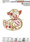 Khokhloma duck Applique - 4 sizes