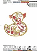 Khokhloma duck Applique - 4 sizes