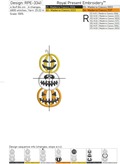 Applique Three Pumpkins Halloween Machine Embroidery Design - 8 sizes