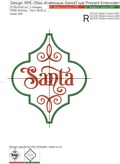 Arabesque Santa Inscription Machine Embroidery Design - 7 sizes