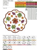 Autumn leaves ITH table placemat machine embroidery design - 5 sizes