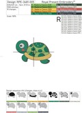 Baby Turtle Cartoon Machine Embroidery Design - 2 sizes