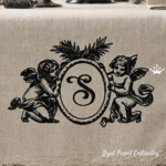 Cadre Baroque Angels Design de broderie machine - 7 tailles