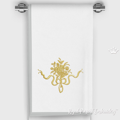 Bouquet baroque de roses et rubans - 2 tailles