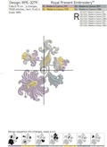 Baroque multi-colored Flower Machine Embroidery Design