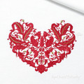 Baroque style leaf heart Machine Embroidery Design - 3 sizes