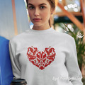 Baroque style leaf heart Machine Embroidery Design - 3 sizes
