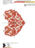 Baroque style leaf heart Machine Embroidery Design - 3 sizes