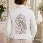 Peacock on a Flowering Tree Machine Embroidery Design - 7 Sizes