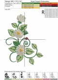 Beautiful daisies corner Machine Embroidery Design - 3 sizes