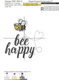 Bee Happy Inscription Machine Embroidery Design - 4 sizes