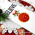 Believe inscription with Christmas ball machine embroidery design - 2 sizes