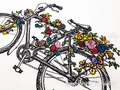 Bicycle with flowers Machine Embroidery Design - 4 sizes