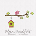 Bird and birdhouse Free Machine Embroidery Design