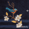 Bird on a cherry branch Machine embroidery design - 4 sizes