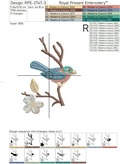 Bird on a sakura branch Machine embroidery design - 4 sizes