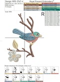Bird on a sakura branch Machine embroidery design - 4 sizes