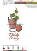 Bloody Mary cocktail Machine Embroidery Design - 2 sizes