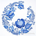 Blue Gzhel Pettern Machine Embroidery Design