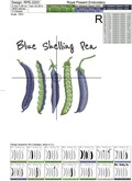 Blue Shelling Pea pods machine embroidery design - 4 sizes