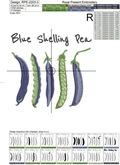Blue Shelling Pea pods machine embroidery design - 4 sizes