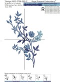 Blue flowers Machine Embroidery Designs Set - 4 sizes