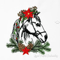 Boho Christmas Horse Head Machine Embroidery Design - 6 sizes