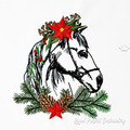 Boho Christmas Horse Head Machine Embroidery Design - 6 sizes