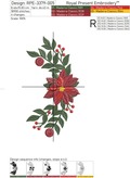 Border with poinsettias machine embroidery design - 4 sizes