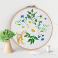 Bouquet with daisies and cornflowers machine embroidery design - 4 sizes