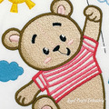 Boy Teddy Bear with Balloon Machine Embroidery Design - 5 sizes