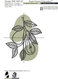 Branch with pears Machine Embroidery Design - 6 sizes