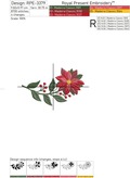 Branch with poinsettia machine embroidery design - 4 sizes