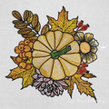Bright Pumpkin and autumn leaves machine embroidery design - 5 sizes
