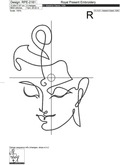 Buddha contour head Machine Embroidery Design - 5 sizes