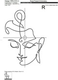 Buddha contour head Machine Embroidery Design - 5 sizes