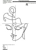 Buddha contour head Machine Embroidery Design - 5 sizes