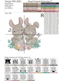 Bunnies with butterflies machine embroidery design - 4 sizes