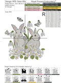 Bunnies with daffodils Machine Embroidery Design - 3 sizes