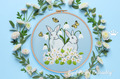 Bunnies with daffodils Machine Embroidery Design - 3 sizes