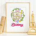 Bunny family machine embroidery design - 2 sizes