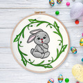 Bunny in a wreath of snowdrops Machine Embroidery Design - 2 sizes