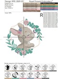 Bunny in frame with butterfly machine embroidery design - 4 sizes
